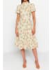 trendyol Kleid in Creme/ Orange/ Grün