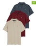 Polo Club 3er-Set: Poloshirts in Rot/ Dunkelblau/ Beige