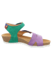Think! Leder-Sandalen in Grün/ Lila/ Blau