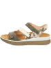 Think! Leder-Sandalen in Grün/ Creme
