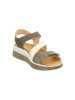 Think! Leder-Sandalen in Grün/ Creme