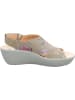 Think! Leder-Keilsandaletten in Beige/ Bunt