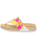Think! Leren teenslippers wit/geel/roze
