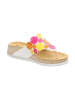 Think! Leren teenslippers wit/geel/roze