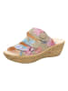 Think! Leder-Keilpantoletten in Beige/ Bunt