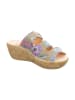 Think! Leder-Keilpantoletten in Beige/ Bunt