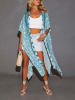 Milan Kiss Kimono in Türkis/ Weiß