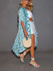 Milan Kiss Kimono in Türkis/ Weiß