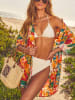 Milan Kiss Longbluse in Apricot/ Blau/ Rot