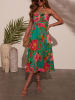 Milan Kiss Kleid in Grün/ Koralle