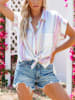 Milan Kiss Blouse wit/lichtroze/paars