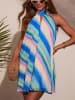 Milan Kiss Kleid in Blau/ Flieder/ Creme