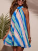 Milan Kiss Kleid in Blau/ Flieder/ Creme