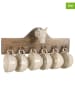 Clayre & Eef 7tlg. Set: Wandregal und Tassen in Braun/ Creme