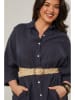 Curvy Lady Linnen blouse donkerblauw