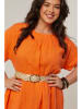 Curvy Lady Linnen jurk oranje
