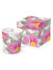 ppd Kubek jumbo "Rose Fantasy" w kolorze jasnoróżowo-zielonym - 400 ml