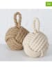 Boltze 2-delige set: deurstoppers "Zuber" beige/crème - (H)23 x  Ø 15 cm
