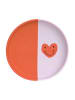 Lässig Silikon-Teller "Happy Rascals Heart" in Rot/ Lila - Ø 18,5 cm