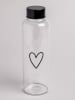 Eulenschnitt Trinkflasche "Herz" in Transparent/ Schwarz - 500 ml