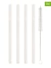 Eulenschnitt 4er-Set: Trinkhalme mit Bürste in Weiß - (L)13 cm