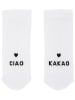 Eulenschnitt Socken "Ciao Kakao" in Weiß