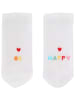 Eulenschnitt Socken "Be happy" in Weiß