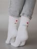 Eulenschnitt Socken "Be happy" in Weiß