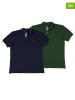 The Time of Bocha 2er-Set: Poloshirts in Dunkelblau/ Grün