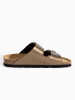 BAYTON Leren slippers "Strass Atlas" lichtbruin