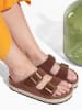 BAYTON Leren slippers "Alcee" bruin