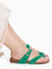 BAYTON Leren teenslippers "Diane" groen