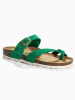 BAYTON Leren teenslippers "Diane" groen