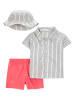 carter's 3tlg. Outfit in Weiß/ Dunkelblau/ Koralle