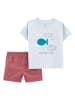carter's 2-delige outfit lichtblauw/koraalrood