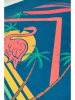 Samimi Strandlaken "California Flamingo" blauw/lichtroze - (L)150 x (B)75 cm