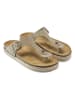 Mandel Leren teenslippers taupe