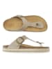 Mandel Leren teenslippers taupe