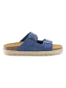 Mandel Leder-Pantoletten in Blau