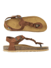 Mandel Leder-Zehensandalen in Hellbraun