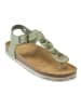 Mandel Leder-Zehensandalen in Grün