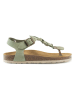 Mandel Leder-Zehensandalen in Grün