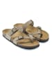 Mandel Leder-Zehentrenner in Taupe