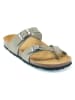 Mandel Leren teenslippers grijs