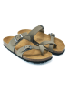 Mandel Leren teenslippers grijs