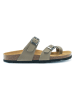 Mandel Leren teenslippers grijs
