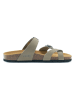 Mandel Leren teenslippers grijs
