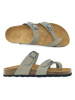 Mandel Leren teenslippers grijs