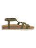 Mandel Leren teensandalen kaki