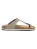 Mandel Leren teenslippers grijs
